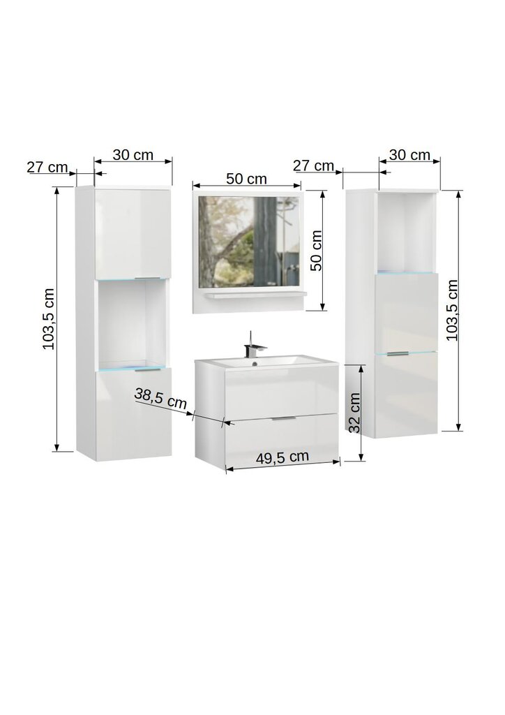 Vannitoakomplekt ADRK Furniture, pruun цена и информация | Vannitoamööbli komplektid | hansapost.ee