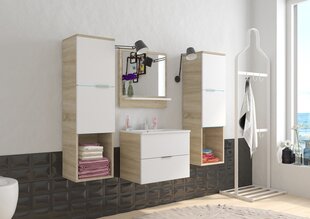 Комплект мебели для ванной комнаты ADRK Furniture Lauro, 4 предмета, с раковиной и подсветкой, цвет сонома цена и информация | Комплекты в ванную | hansapost.ee