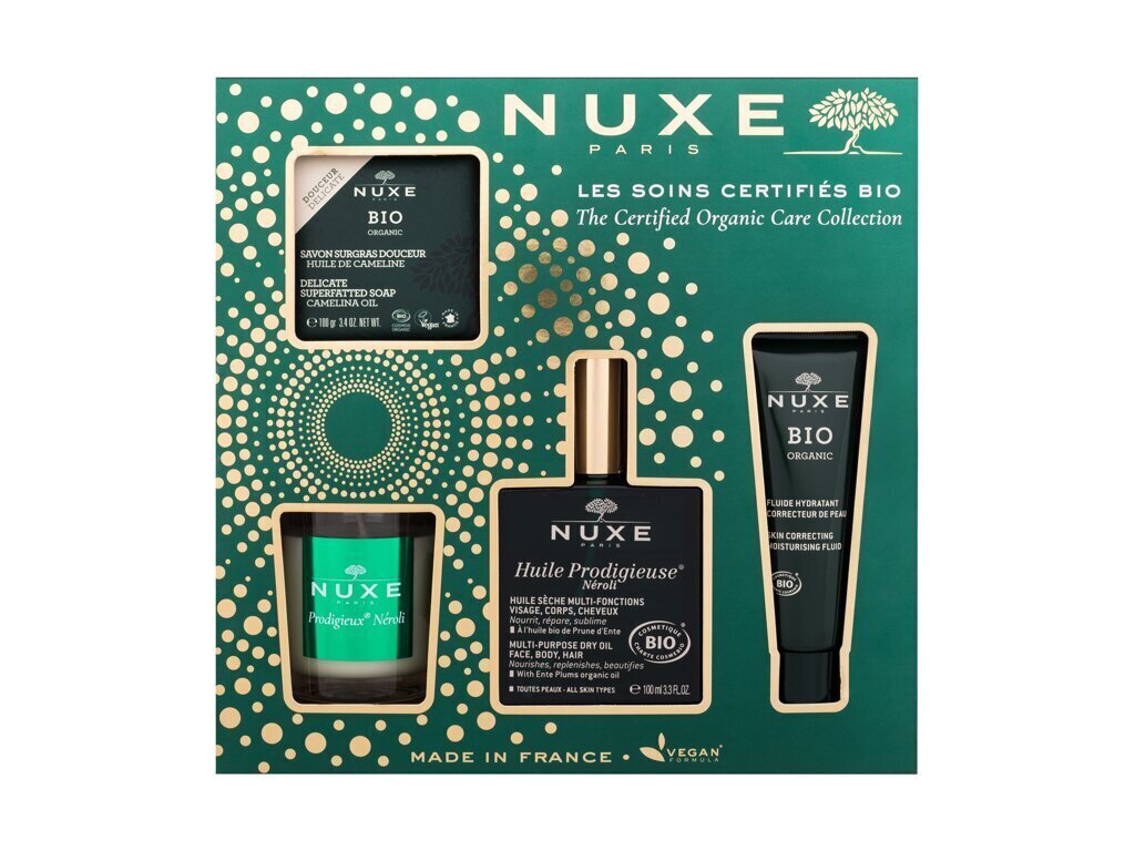 Komplekt naistele Nuxe: kuivõli kehale ja juustele, 100 ml + niisutav vedelik näole, 50 ml + õrn seep, 100 g + lõhnaküünal цена и информация | Kehakreemid, kehaõlid ja losjoonid | hansapost.ee