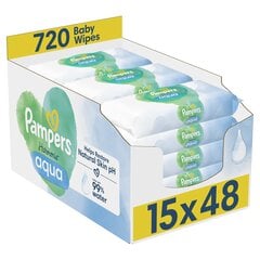 Влажные салфетки Pampers Harmonie Aqua, 15 x 48 шт. цена и информация | Влажные салфетки | hansapost.ee