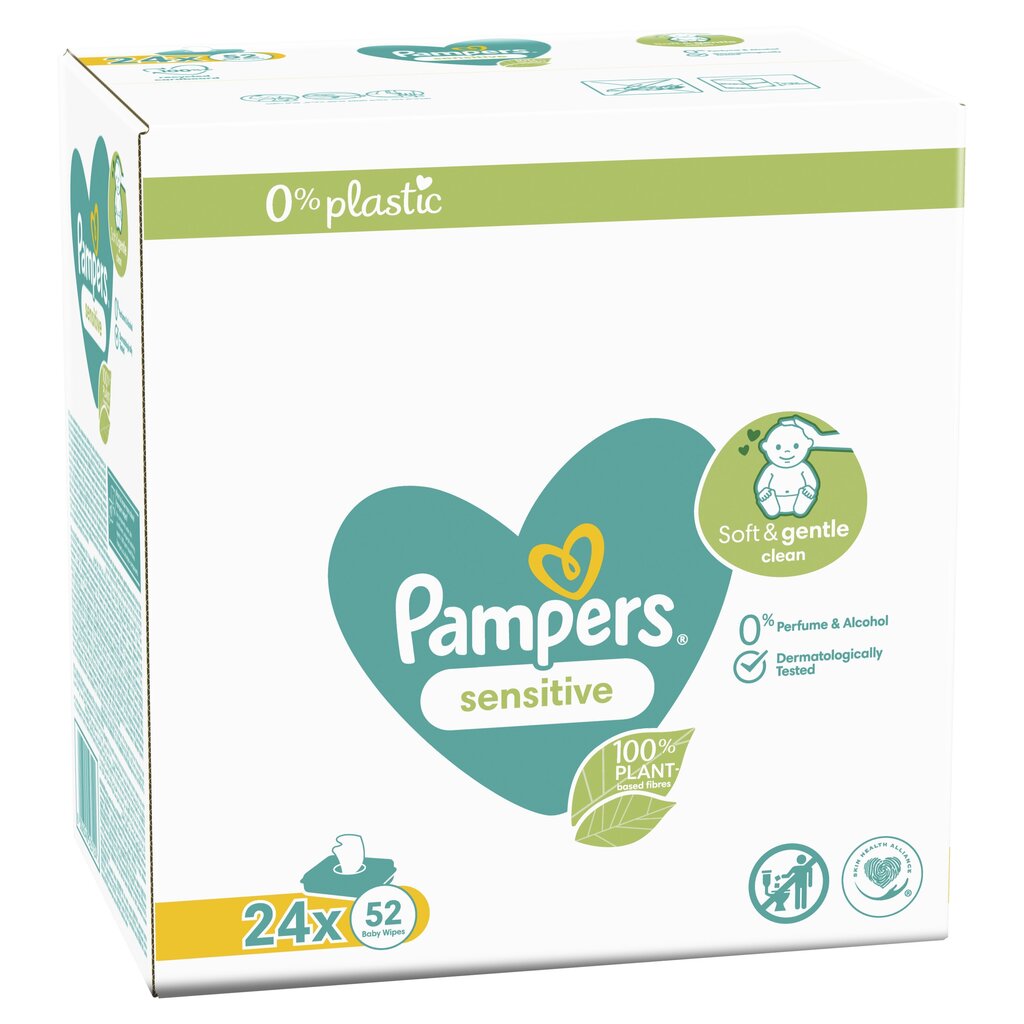 Niisked Beebisalvrätid Pampers Wipes Sensitive 1248 tk, Plastic Free цена и информация | Niisked salvrätikud lastele | hansapost.ee