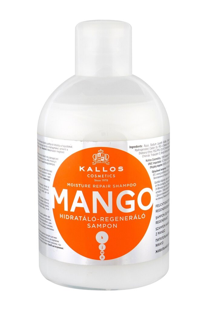 Taastav šampoon mangovõiga Kallos Cosmetics 1000 ml цена и информация | Šampoonid | hansapost.ee