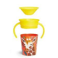Обучающая чашка с ручками, жираф, Munchkin Miracle 360 Wildlove, 6 месяцев+, 177 мл, 05183301 цена и информация | Детская посуда, контейнеры для молока и еды | hansapost.ee