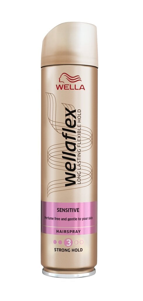 Juukselakk tundlikule peanahale Wellaflex Sensitive Strong Hold 250 ml hind ja info | Juuste viimistlusvahendid | hansapost.ee