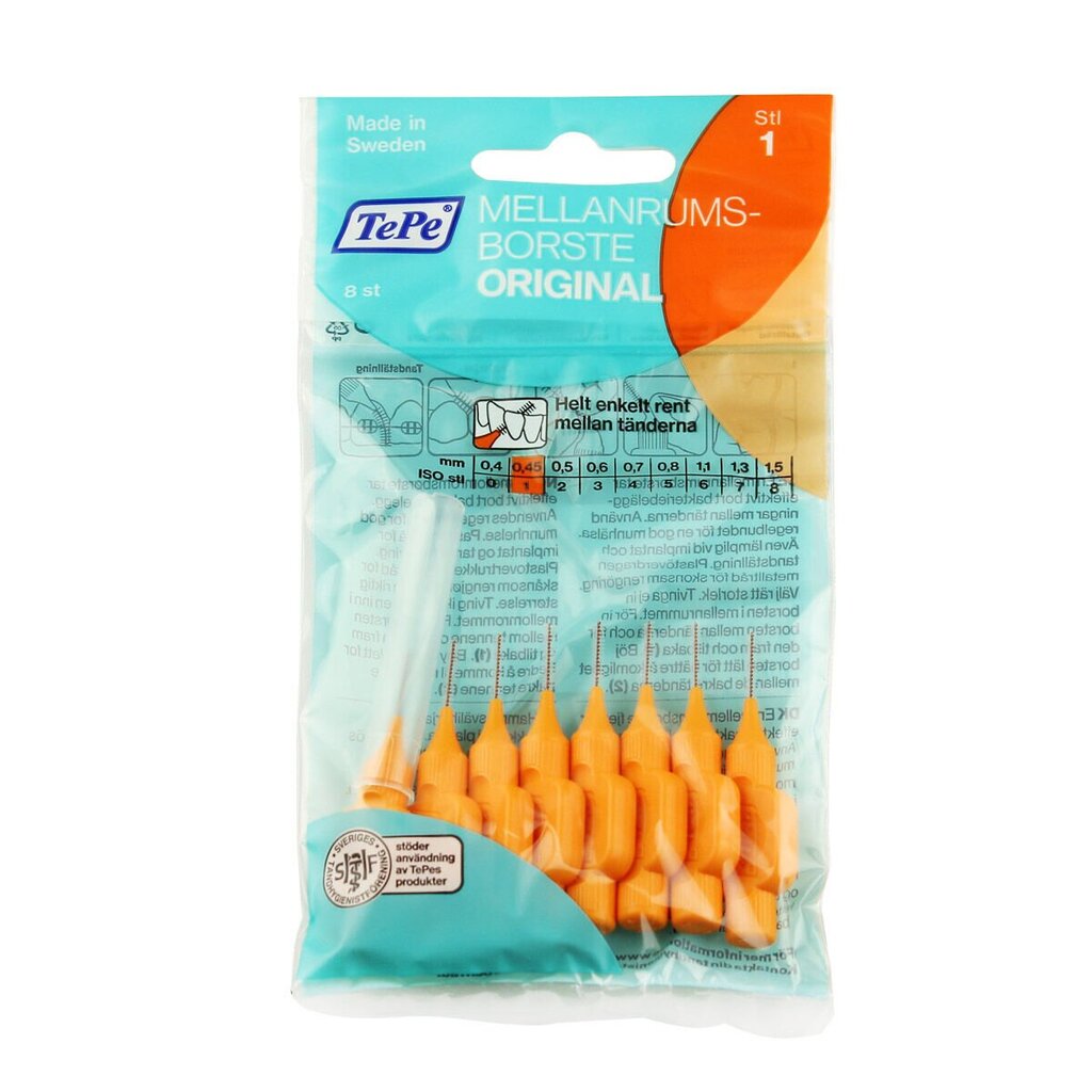 TePe Interdental Brush Normal (0.45 mm orange 8 pcs) - interdental toothbrushes hind ja info | Hambaharjad, hampapastad ja suuloputusvedelikud | hansapost.ee