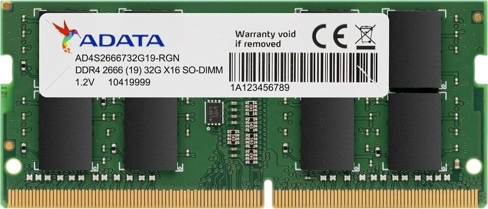 ADATA Premier, 32GB, DDR4, 3200MHz (CL22 AD4S320032G22-SGN) hind ja info | Operatiivmälu | hansapost.ee
