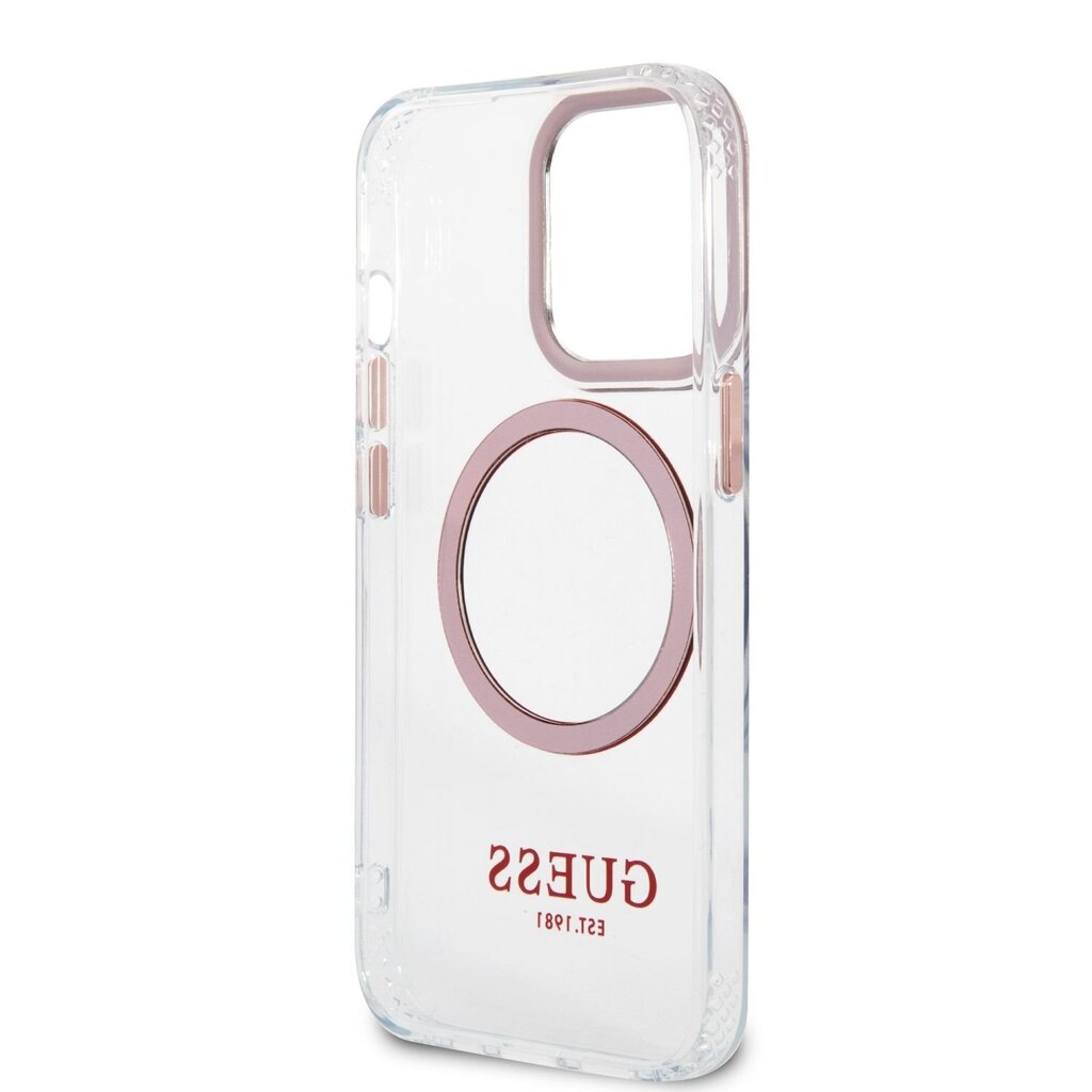 Guess Transparent MagSafe Compatible Case for iPhone 13 Pro Pink hind ja info | Telefonide kaitsekaaned ja -ümbrised | hansapost.ee