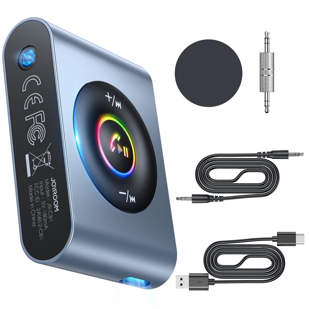 Joyroom car Bluetooth 5.3 transmitter and hands-free kit for AUX 3.5mm mini jack port (JR-CB1) hind ja info | Mobiiltelefonide kaablid | hansapost.ee