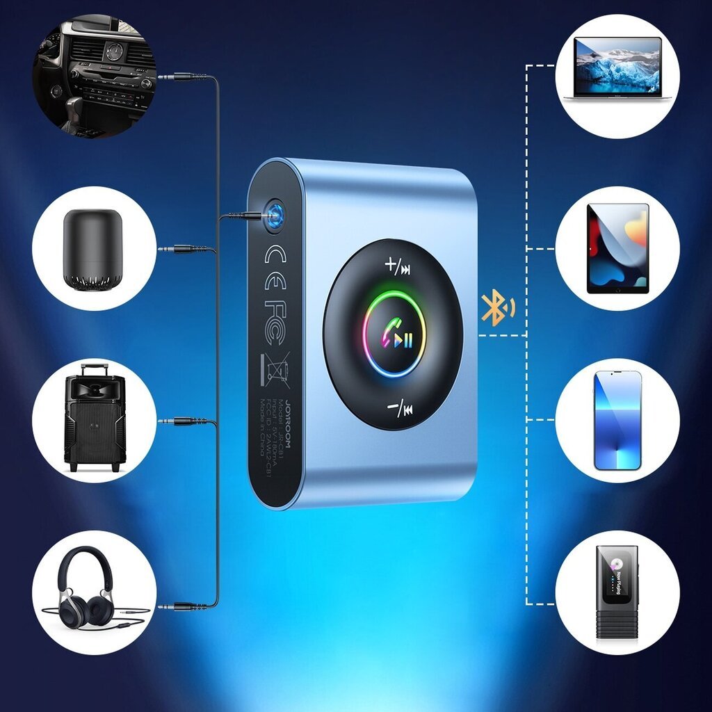 Joyroom car Bluetooth 5.3 transmitter and hands-free kit for AUX 3.5mm mini jack port (JR-CB1) цена и информация | Mobiiltelefonide kaablid | hansapost.ee