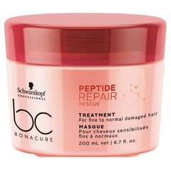 Маска для поврежденных волос Schwarzkopf Professional BC Bonacure Peptide Repair Rescue, 200 мл цена и информация | Маски, масла, сыворотки | hansapost.ee