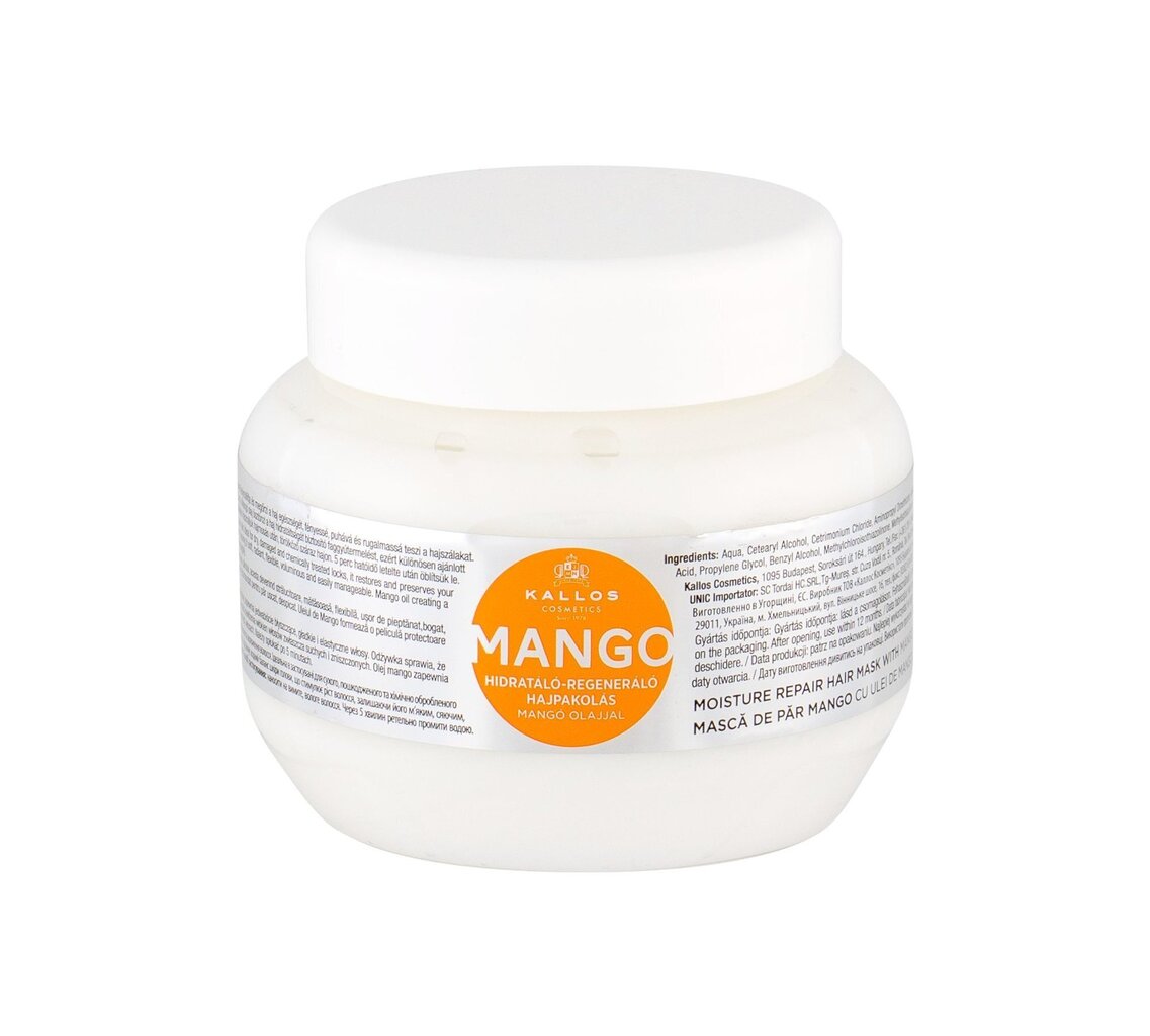 Taastav juuksemask Kallos Cosmetics Mango 275 ml цена и информация | Juuksemaskid, õlid ja seerumid | hansapost.ee