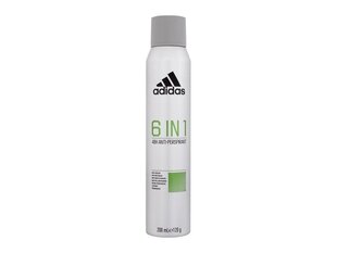 Spreideodorant meestele Adidas 6 In 1 48h 200 ml hind ja info | Deodorandid | hansapost.ee