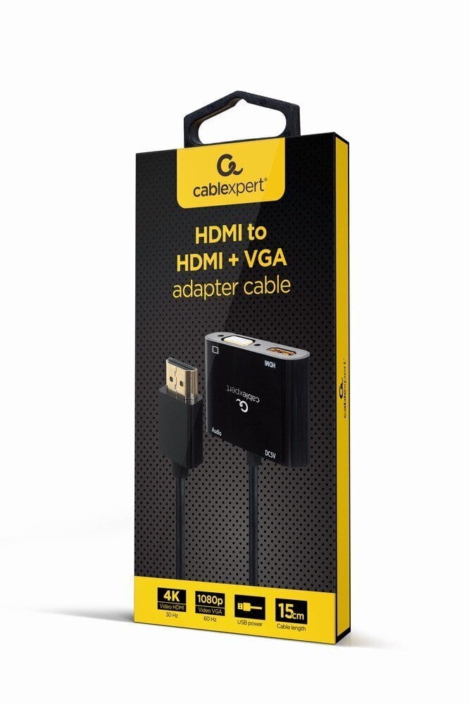 Gembird HDMI male to HDMI female + VGA f цена и информация | USB adapterid ja jagajad | hansapost.ee
