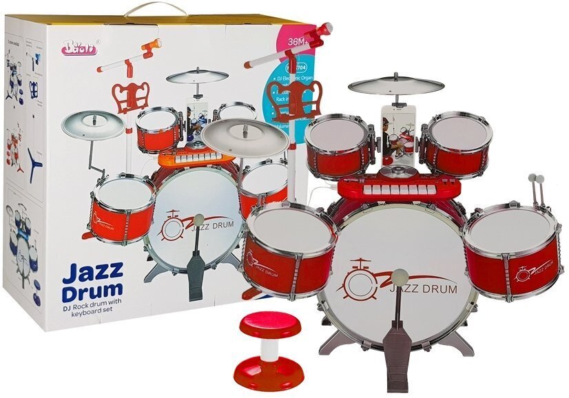 Mega trummikomplekt klaveri ja mikrofoniga, punane hind ja info | Arendavad laste mänguasjad | hansapost.ee