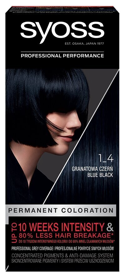 Syoss Color juuksevärv 1-4 Sinimust hind ja info | Juuksevärvid | hansapost.ee