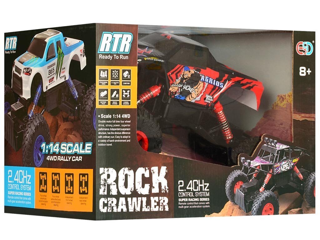 Maastur Rock Crawler kaugjuhtimispuldiga 1:14, 4x4 kahe mootoriga цена и информация | Mänguasjad poistele | hansapost.ee