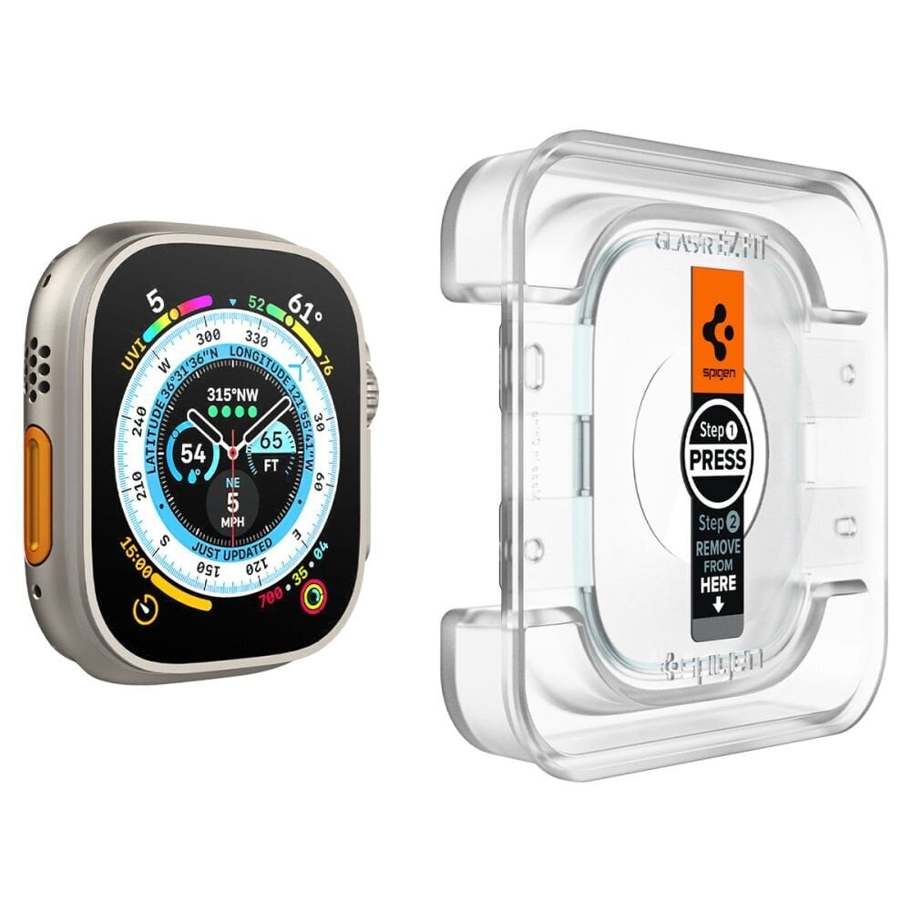 Apple Watch Ultra kaitsekile Spigen GLAS.TR "EZ Fit" (2 tk) price and information | Nutikellade aksessuaarid ja tarvikud | hansapost.ee