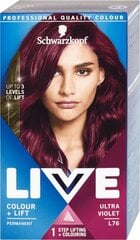 Juuksevärv Schwarzkopf Live Colour + Lift, L76 Ultra Violet (ultravioletne) price and information | Juuksevärvid | hansapost.ee