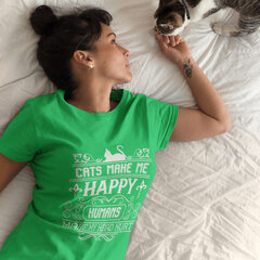 Naiste T-särk Cats make me happy цена и информация | Оригинальные футболки | hansapost.ee