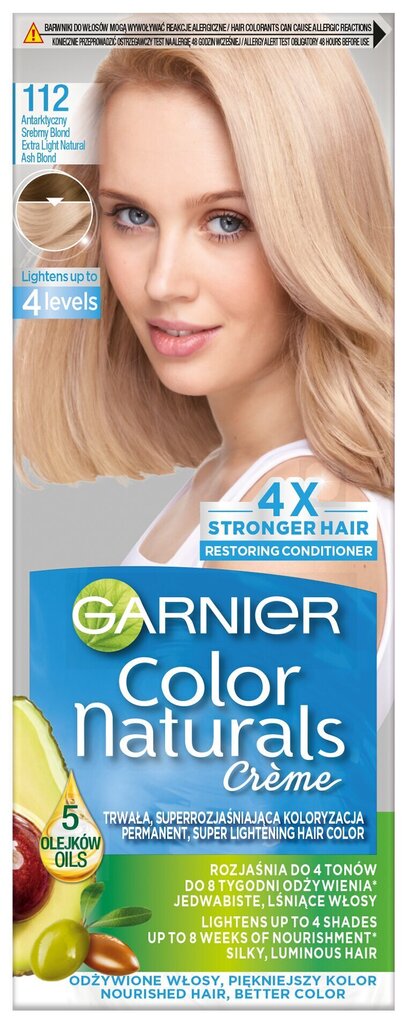 Kauakestev juuksevärv Garnier Color Naturals, 112 Extra Light Natural Ash Blond цена и информация | Juuksevärvid | hansapost.ee