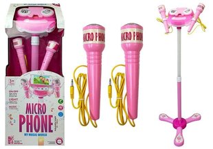 Mikrofon topelt muusikaaluse ja karaoke funktsiooniga, roosa hind ja info | Arendavad laste mänguasjad | hansapost.ee