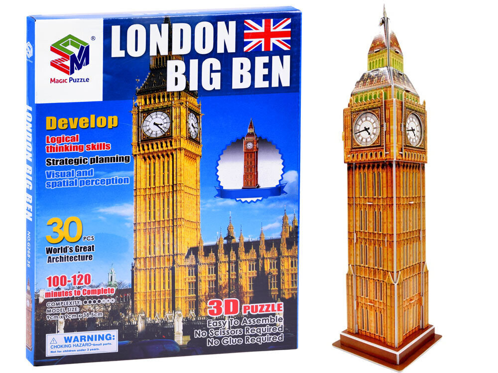 3D pusle Londoni Big Ben, 30 o. цена и информация | Pusled lastele ja täiskasvanutele | hansapost.ee