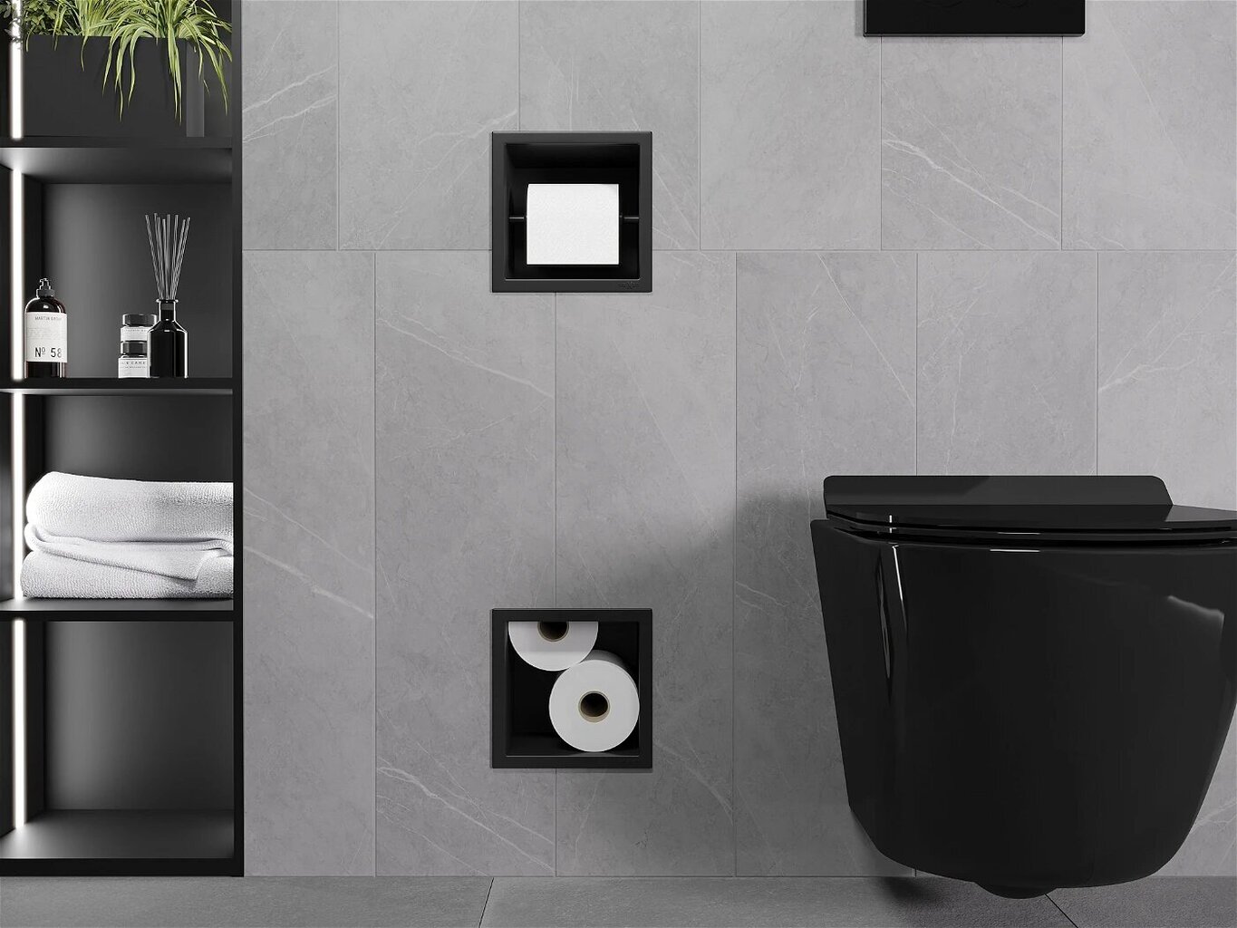 Mexen X-Wall-BP peidetud tualettpaberi hoidja koos ümbrisega, Black hind ja info | Vannitoa aksessuaarid | hansapost.ee