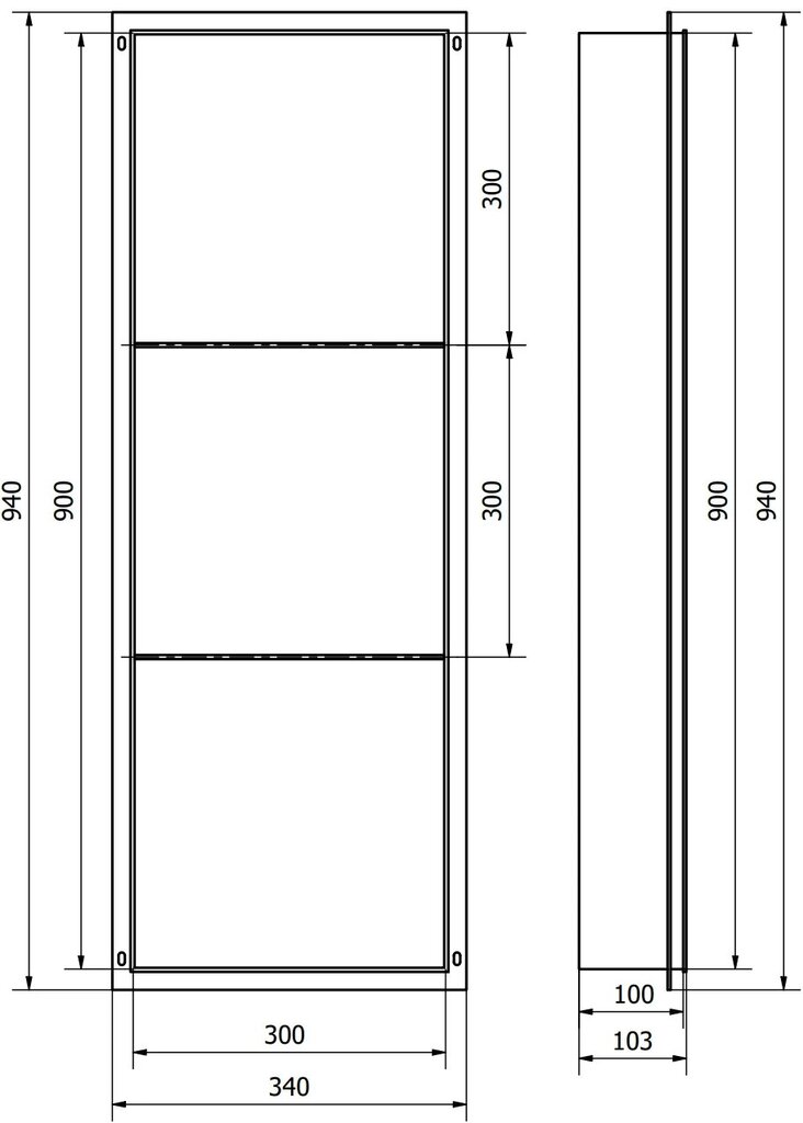 Mexen X-Wall-NR süvistatav seinariiul 3l, 90x30 cm, Gold hind ja info | Vannitoa aksessuaarid | hansapost.ee