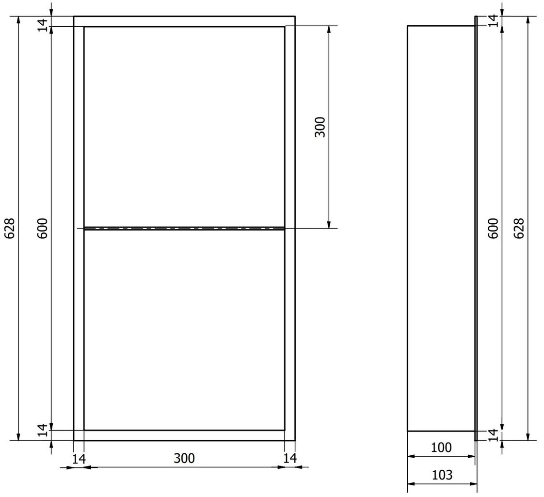 Mexen X-Wall-R süvistatav seinariiul 2l, 60x30 cm, White hind ja info | Vannitoa aksessuaarid | hansapost.ee