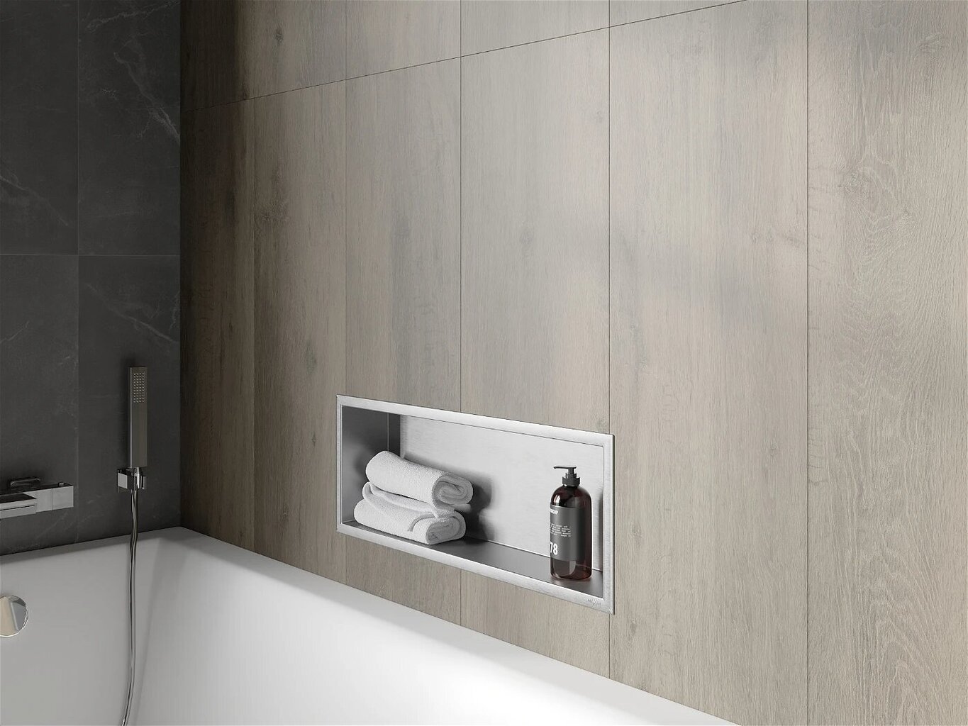 Mexen X-Wall-R süvistatav seinariiul, 60x20 cm, Inox hind ja info | Vannitoa aksessuaarid | hansapost.ee