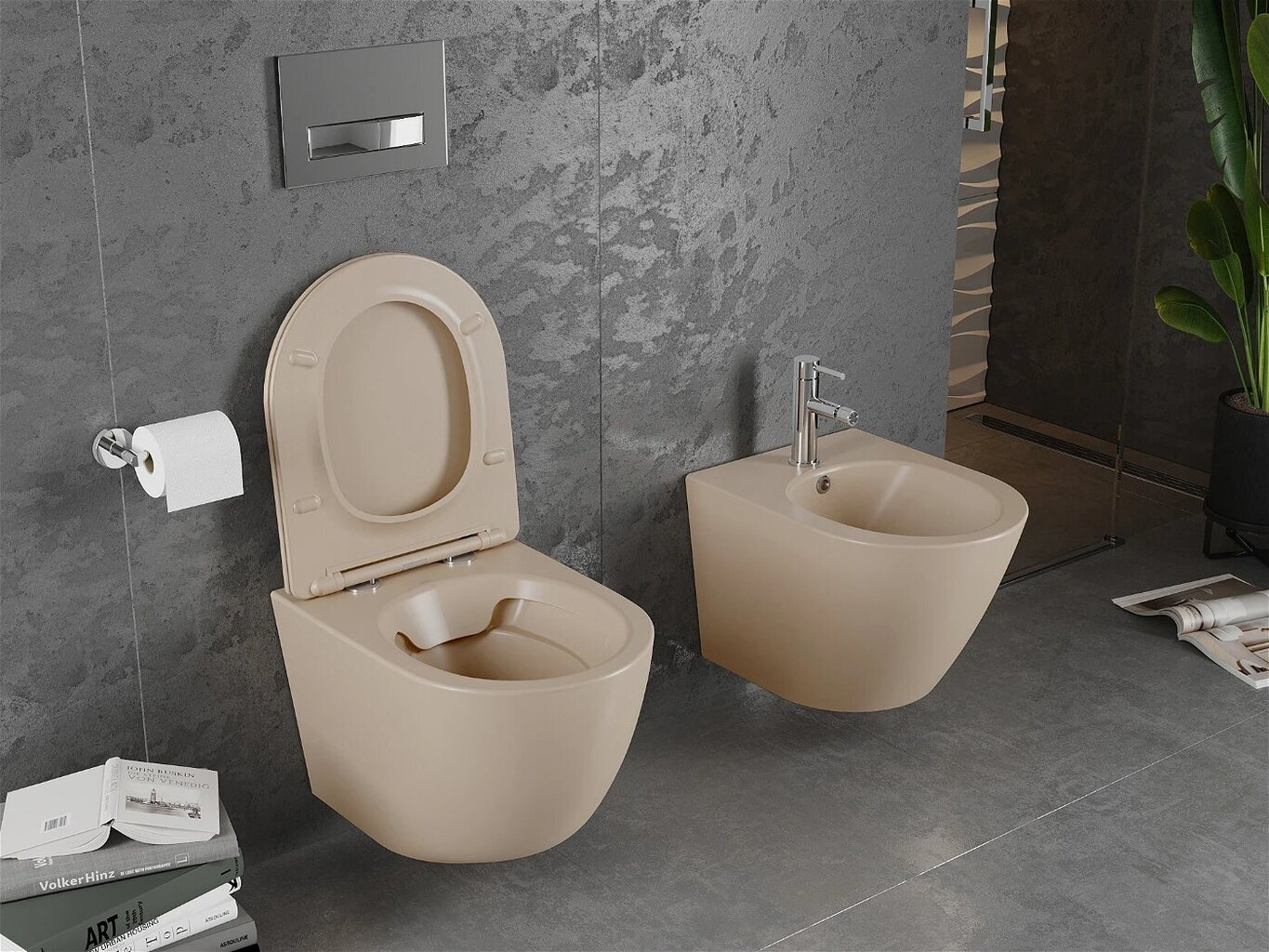 WC-pott Mexen Lena Rimless Slim Duroplast koos aeglaselt sulguva kaanega, Cappuccino mat hind ja info | WС-potid | hansapost.ee