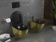 WC-pott Mexen Lena Rimless Slim Duroplast koos aeglaselt sulguva kaanega, Black matt/Gold pattern hind ja info | WС-potid | hansapost.ee
