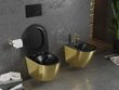 WC-pott Mexen Lena Rimless Slim Duroplast koos aeglaselt sulguva kaanega, Black matt/Gold hind ja info | WС-potid | hansapost.ee