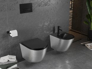 WC-pott Mexen Rico Rimless Slim Duroplast koos aeglaselt sulguva kaanega, Black matt/Silver lines hind ja info | WС-potid | hansapost.ee