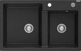 Graniidist köögivalamu Mexen Tomas koos sifooniga, Metallic black/gold hind ja info | Köögivalamud | hansapost.ee