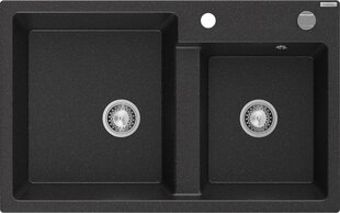 Graniidist köögivalamu Mexen Tomas koos sifooniga, Metallic black/silver hind ja info | Köögivalamud | hansapost.ee