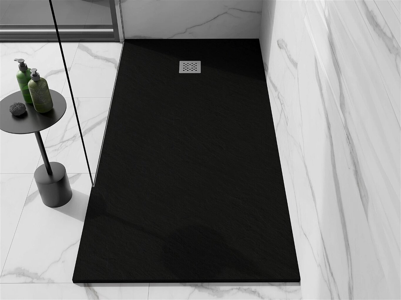 Ristkülikukujuline dušialus Mexen Stone+ koos sifooniga, black, 160x70,80,90,100 cm цена и информация | Dušialused | hansapost.ee