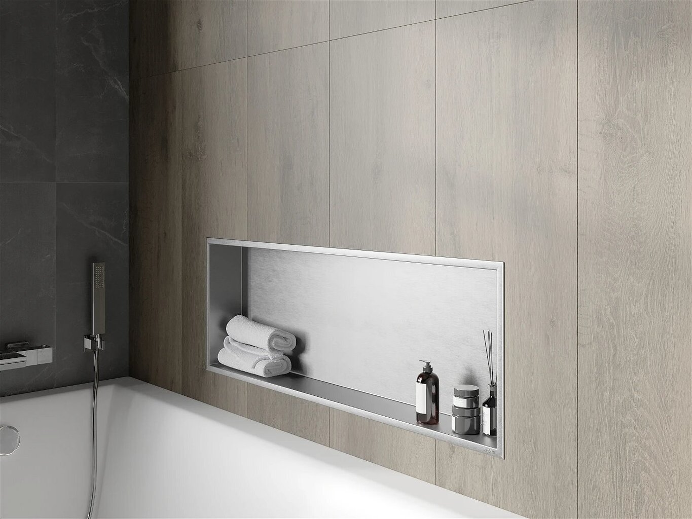 Mexen X-Wall-R süvistatav seinariiul, 90x30 cm, Inox hind ja info | Vannitoa aksessuaarid | hansapost.ee