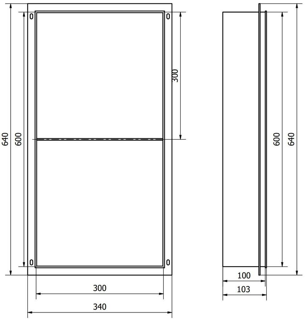 Mexen X-Wall-NR süvistatav seinariiul 2l, 60x30 cm, Inox цена и информация | Vannitoa aksessuaarid | hansapost.ee