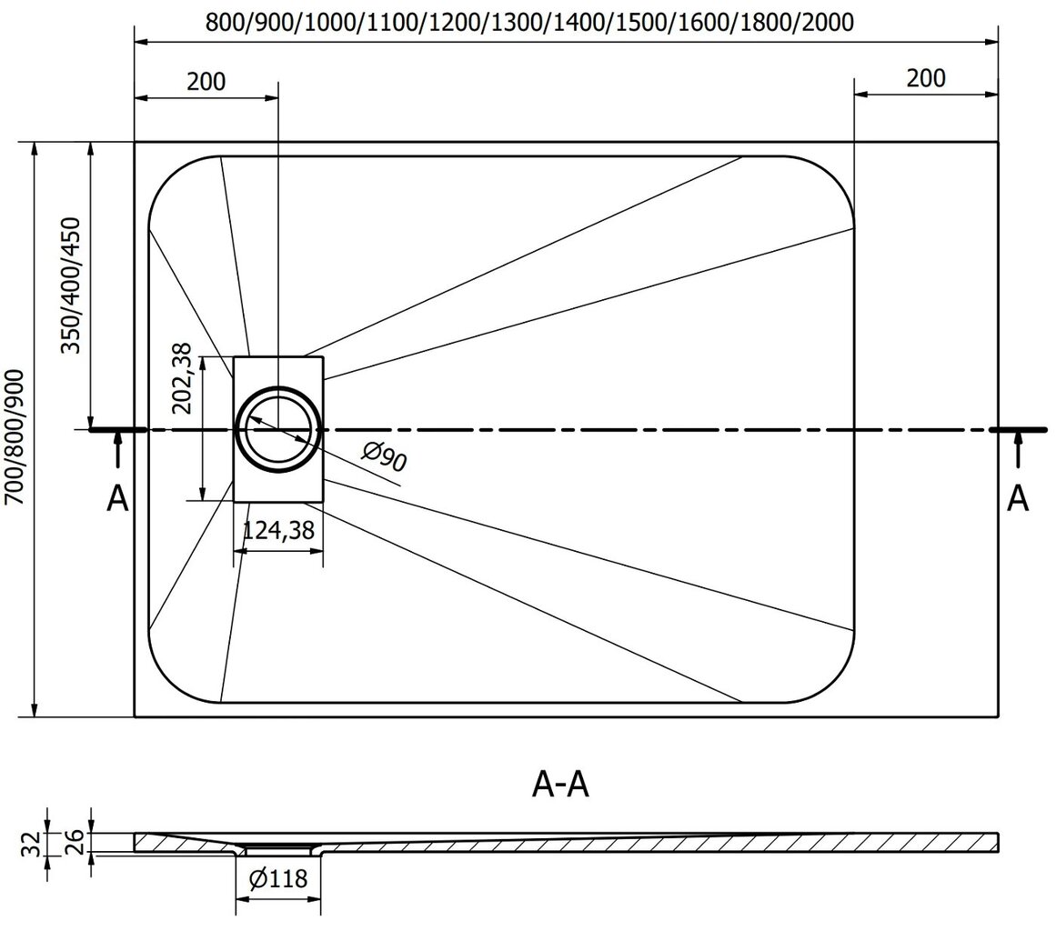 Ristkülikukujuline dušialus Mexen Hugo SMC koos sifooniga, Black, 180x80,90 cm цена и информация | Dušialused | hansapost.ee