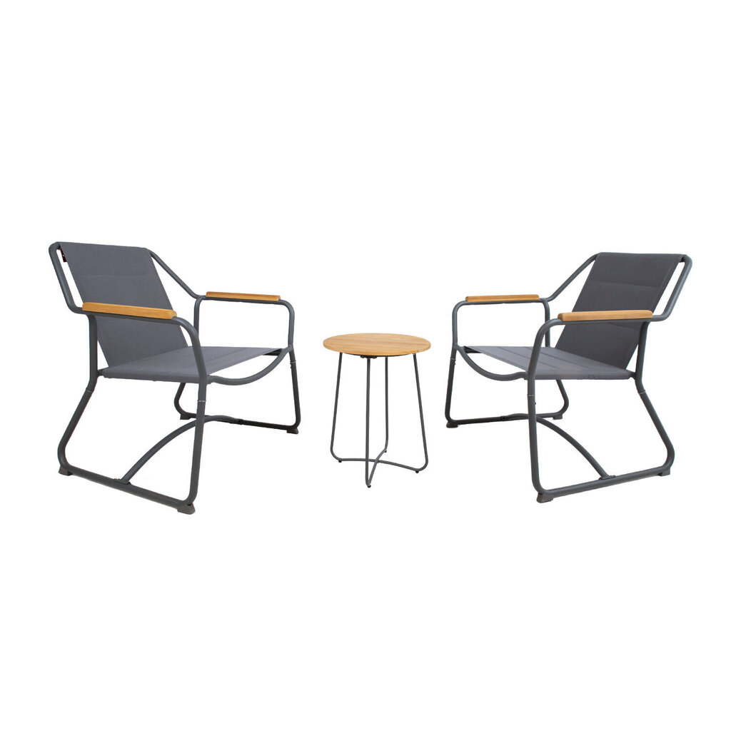 Rõdukomplekt LARISA laud ja 2 tooli, hall hind ja info | Välimööbli komplektid | hansapost.ee