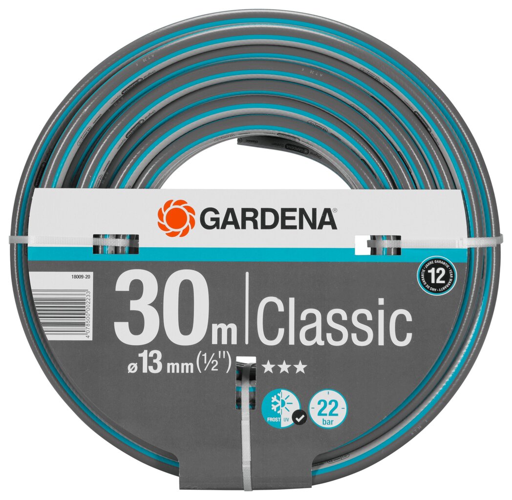 Kastmisvoolik Gardena Classic, 30m 13mm 1/2 цена и информация | Niisutussüsteemid, kastmisvoolikud ja kastekannud | hansapost.ee