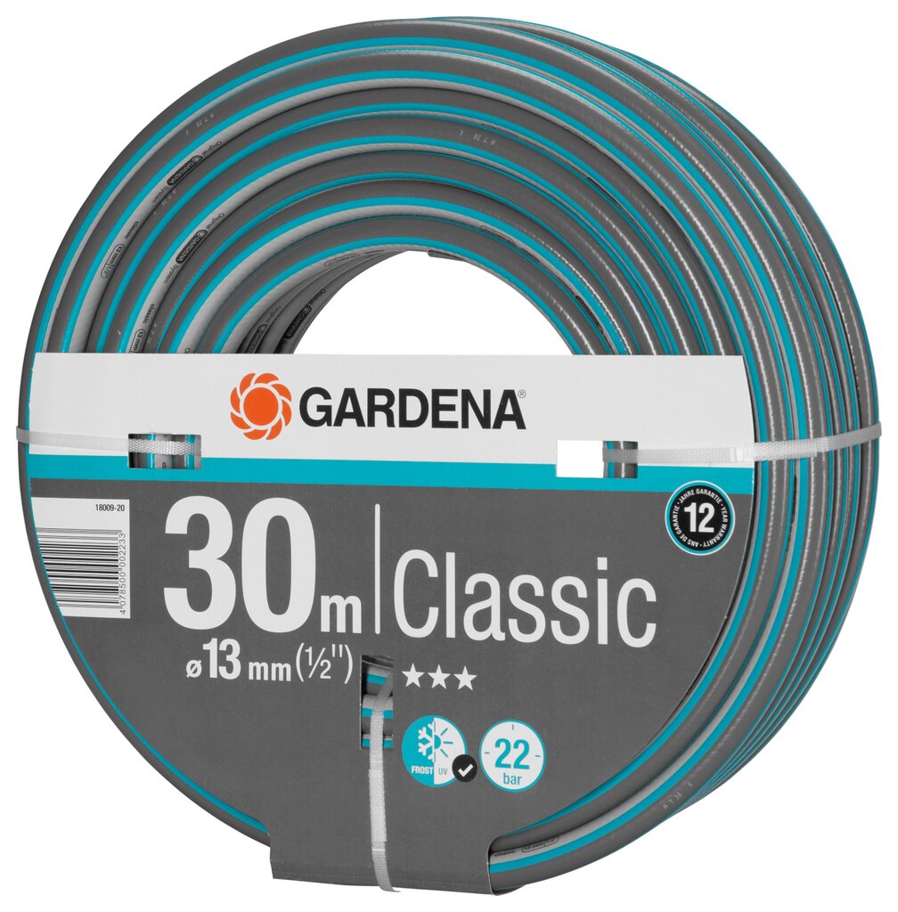 Kastmisvoolik Gardena Classic, 30m 13mm 1/2 цена и информация | Niisutussüsteemid, kastmisvoolikud ja kastekannud | hansapost.ee