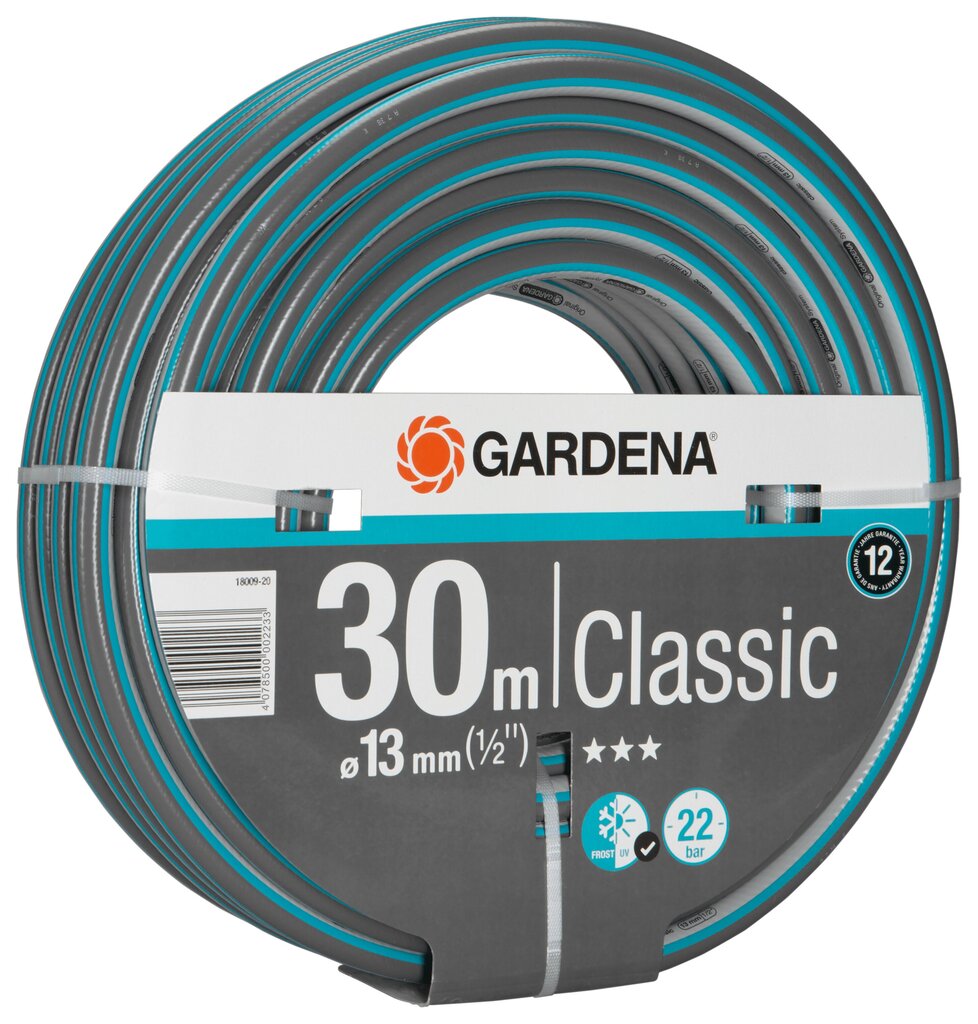 Kastmisvoolik Gardena Classic, 30m 13mm 1/2 цена и информация | Niisutussüsteemid, kastmisvoolikud ja kastekannud | hansapost.ee