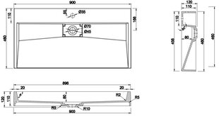 Konglomerato praustuvas Mexen Ava 1/O, 90x46 cm цена и информация | Раковины | hansapost.ee