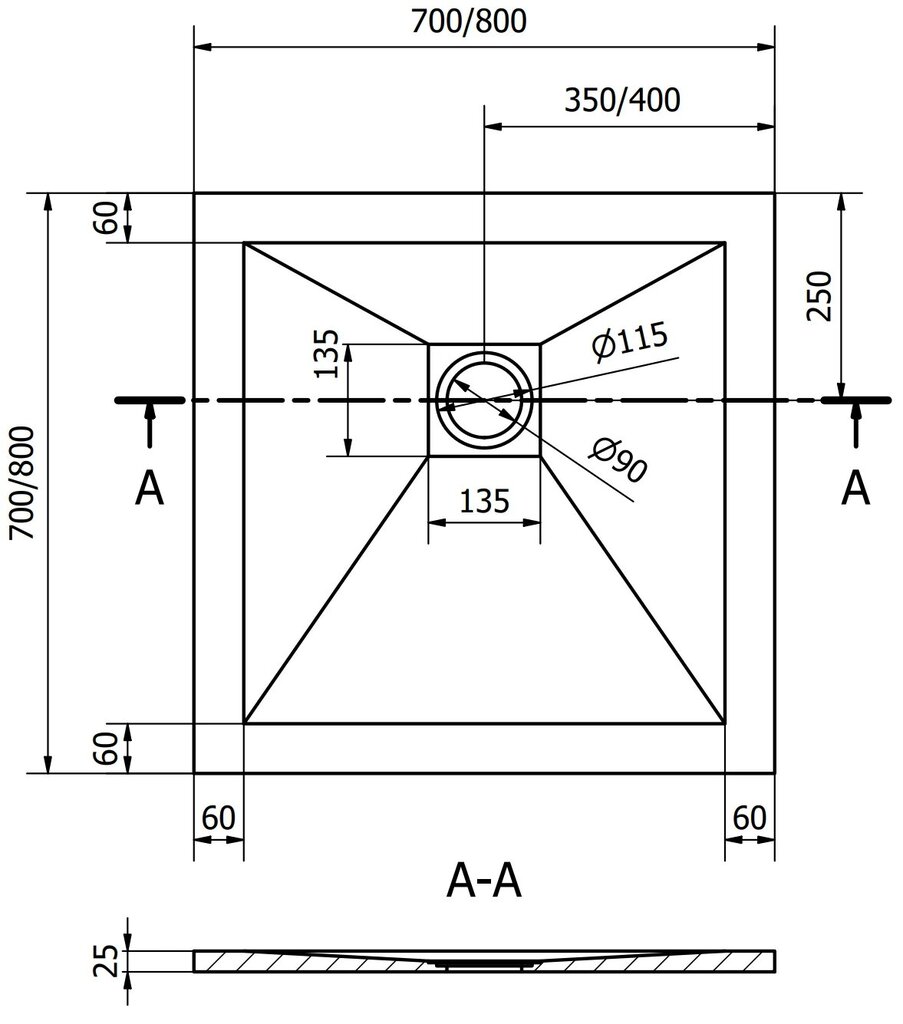 Ruudukujuline dušialus Mexen Stone+ sifooniga, White, 70/80/90/100 cm hind ja info | Dušialused | hansapost.ee