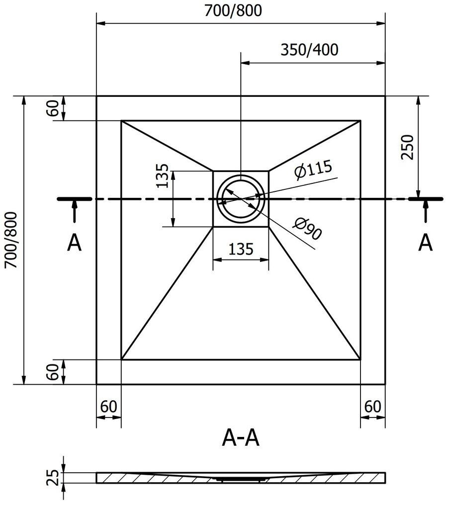 Kandiline dušialus Mexen Stone+ sifooniga, Grey, 70/80/90/100 cm hind ja info | Dušialused | hansapost.ee
