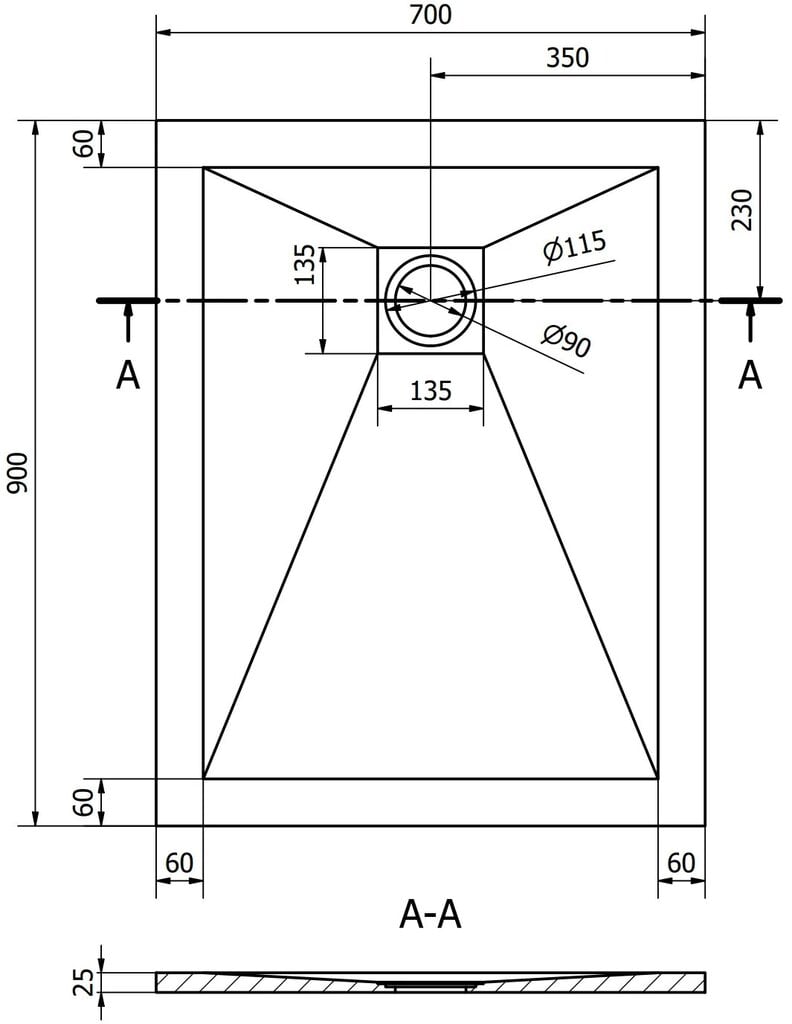 Ristkülikukujuline dušialus Mexen Stone+ sifooniga, Anthracite, 90x70,80 cm hind ja info | Dušialused | hansapost.ee