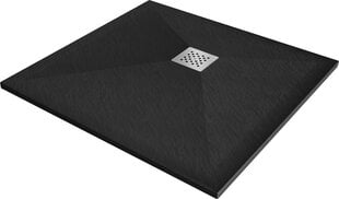 Ruudukujuline dušialus Mexen Stone+ sifooniga, Black, 70/80/90/100 cm hind ja info | Dušialused | hansapost.ee
