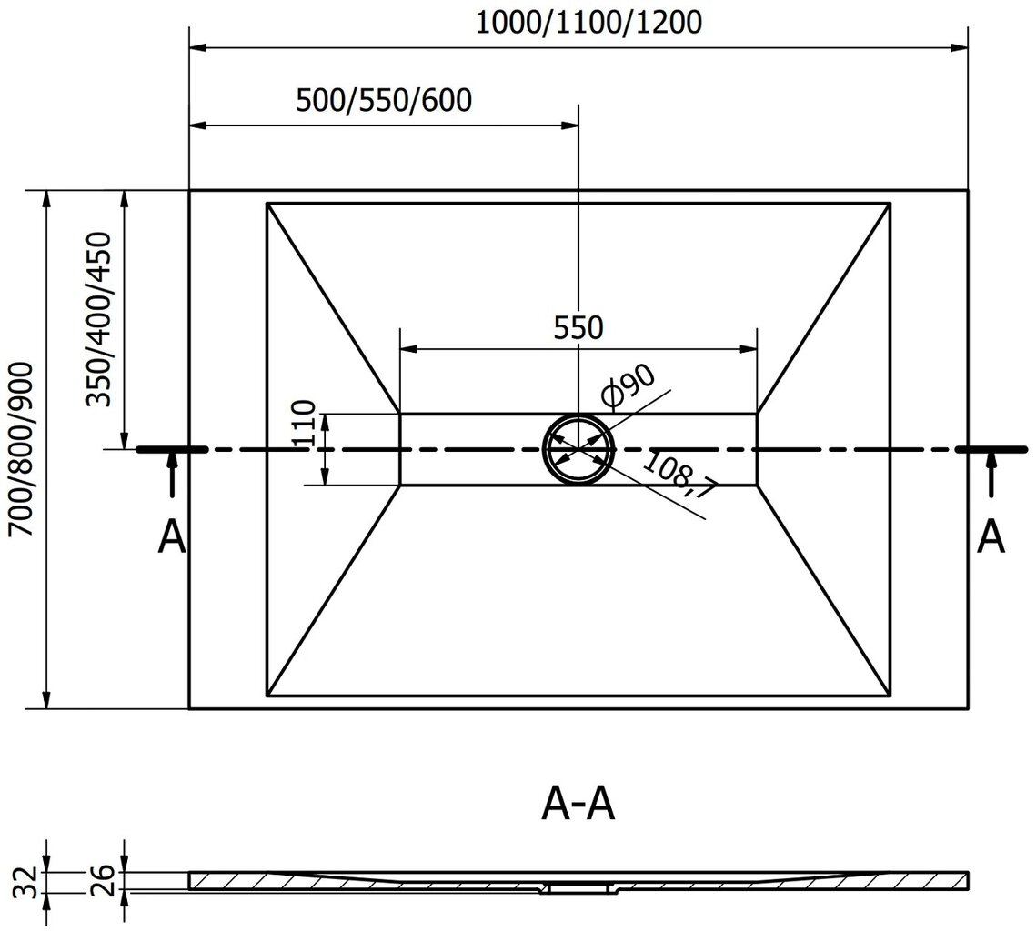 Ristkülikukujuline dušialus Mexen Toro SMC sifooniga, White, 120x70,80,90 cm hind ja info | Dušialused | hansapost.ee